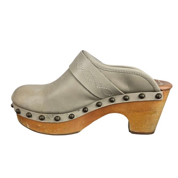 Dingo Deadwood Western Clogs Sand Beige Wood Platform Sz 6.5 M Studded Cowgirl - Picture 9 of 15